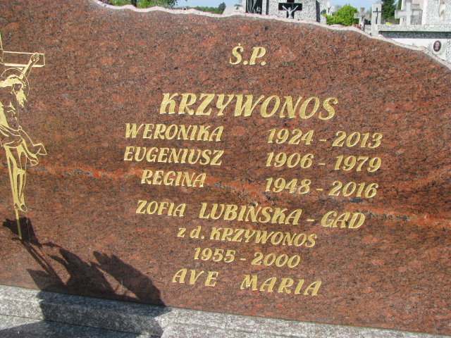 Regina Henryka Krzywonos 1948 Pieniężno - Grobonet - Wyszukiwarka osób pochowanych